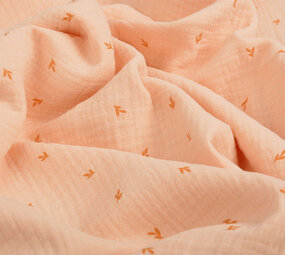 Oeko-Tex®  Double Gauze Fabric Mini Leaves Salmon Oeko-Tex®  Double Gauze Fabric Mini Leaves Salmon