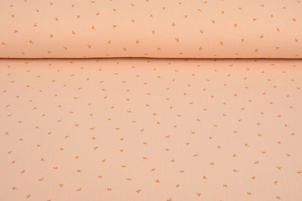 Oeko-Tex®  Hydrofiel Stof Mini Blaadjes Zalm Oeko-Tex®  Hydrofiel Stof Mini Blaadjes Zalm