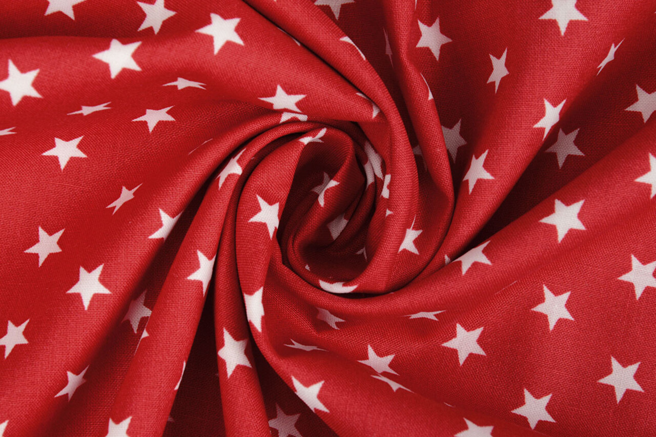 Oeko-Tex® Popeline Petit Stelle Rosso Oeko-Tex® Popeline Petit Stelle Rosso