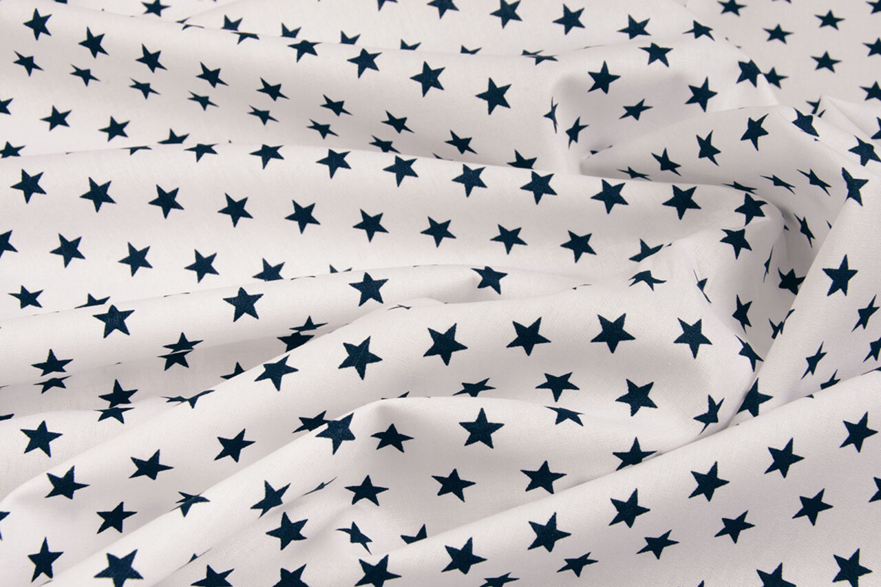 Oeko-Tex®  Popelina Petit Estrellas Blanco Azul Marino