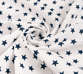 Oeko-Tex® Popeline Petit Stelle Bianco Blu Navy Oeko-Tex® Popeline Petit Stelle Bianco Blu Navy