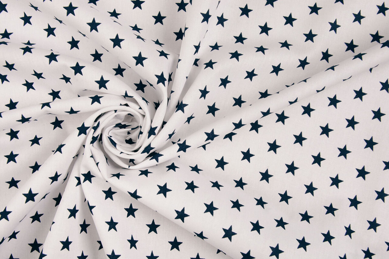 Oeko-Tex®  Popelina Petit Estrellas Blanco Azul Marino