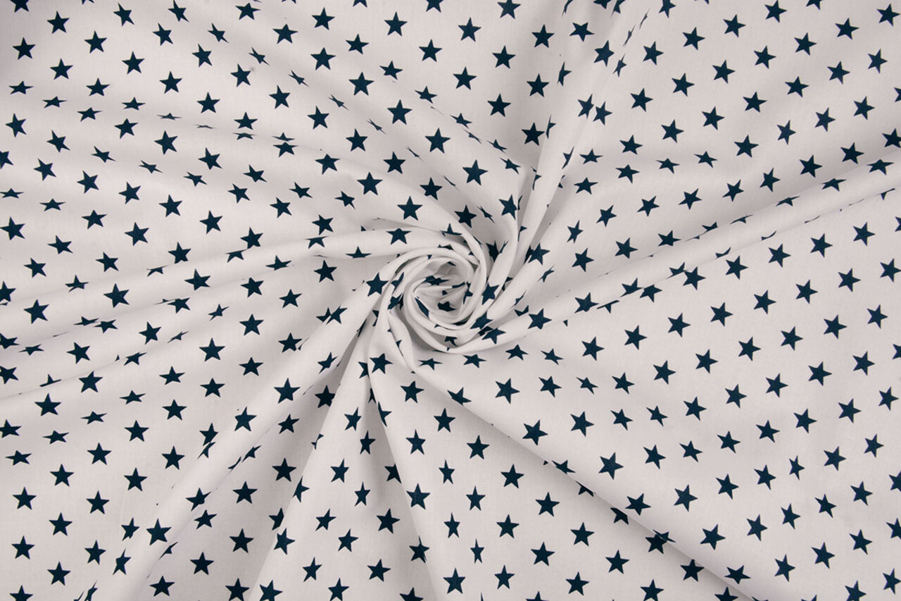 Oeko-Tex® Popeline Petit Stelle Bianco Blu Navy Oeko-Tex® Popeline Petit Stelle Bianco Blu Navy