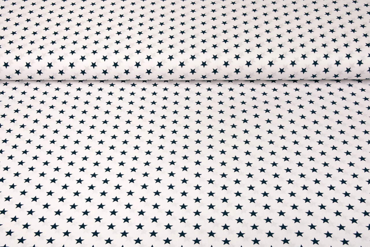 Oeko-Tex®  Popeline Petit Stars Weiß Marine Oeko-Tex®  Popeline Petit Stars Weiß Marine