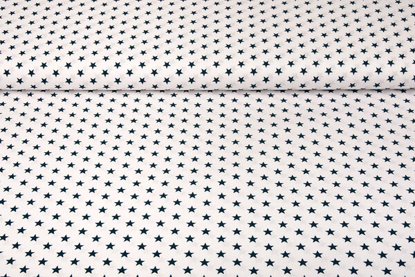 Oeko-Tex® Popeline Petit Étoiles Blanc Marine Oeko-Tex® Popeline Petit Étoiles Blanc Marine
