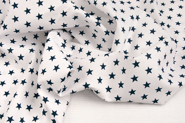 Oeko-Tex® Popeline Petit Étoiles Blanc Marine Oeko-Tex® Popeline Petit Étoiles Blanc Marine