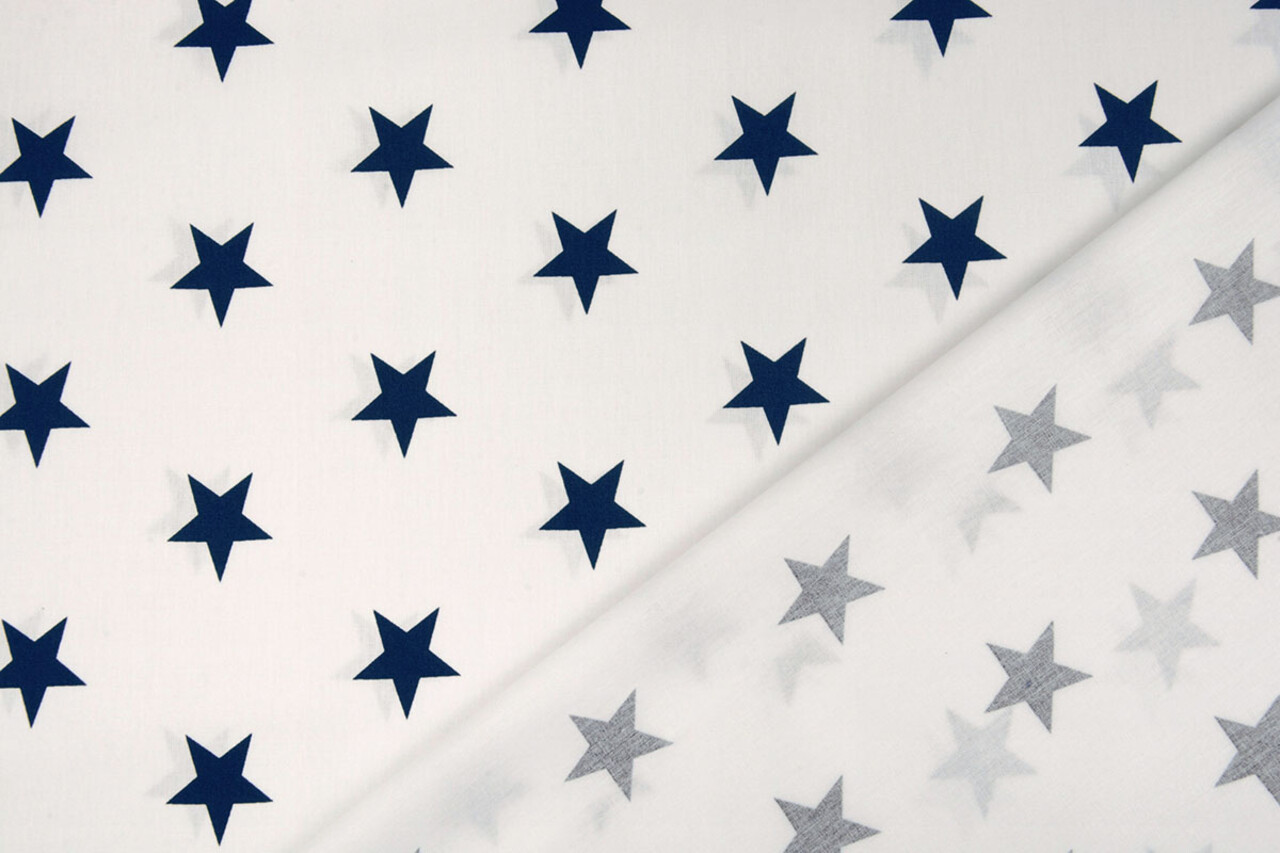Oeko-Tex®  Popeline Stars Weiß Marine