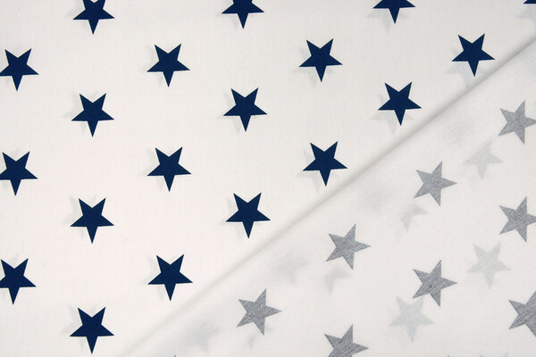 Oeko-Tex®  Poplin Stars Wit Marine Oeko-Tex®  Poplin Stars Wit Marine