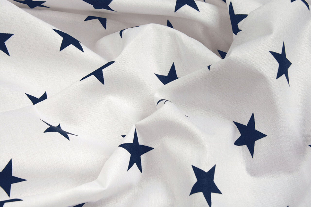 Oeko-Tex®  Popeline Stars Weiß Marine