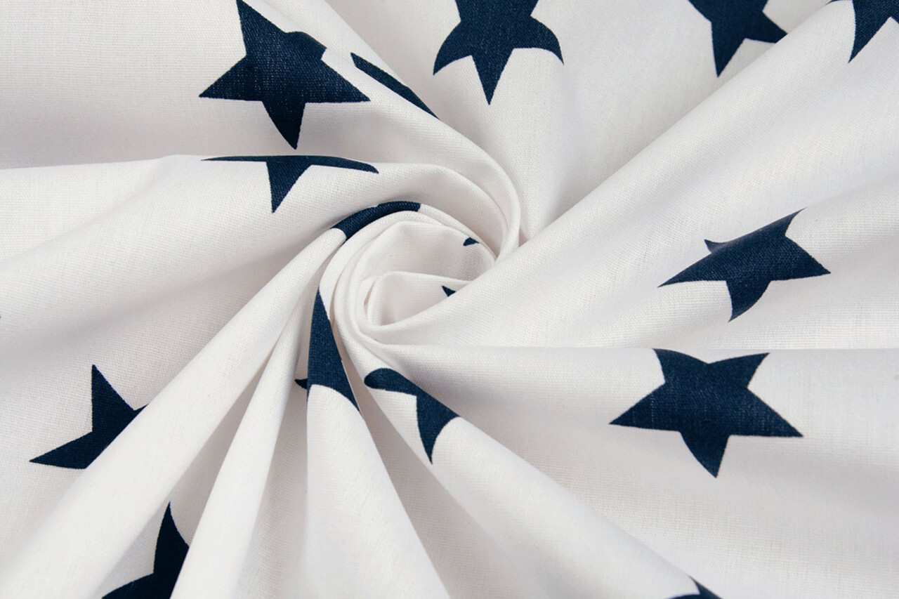 Oeko-Tex®  Poplin Stars Wit Marine Oeko-Tex®  Poplin Stars Wit Marine