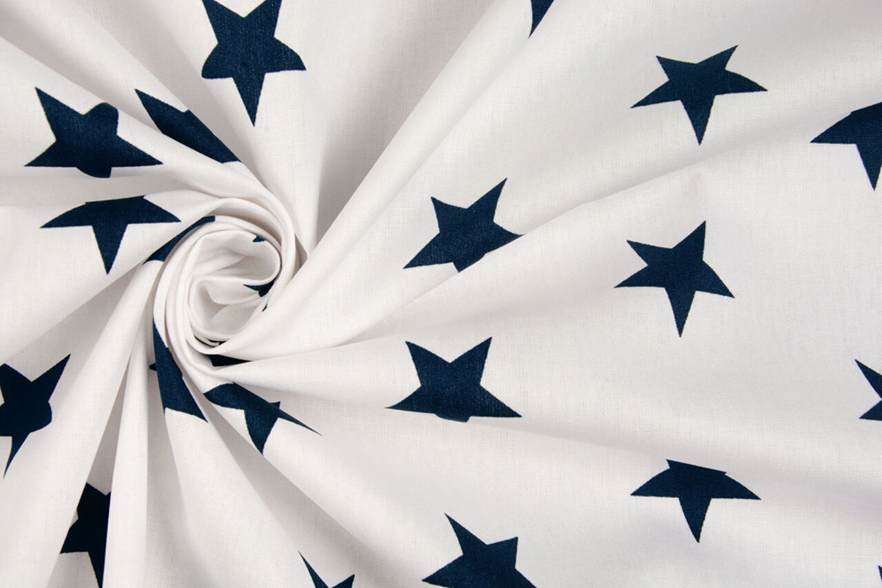 Oeko-Tex®  Poplin Stars White Navy Oeko-Tex®  Poplin Stars White Navy