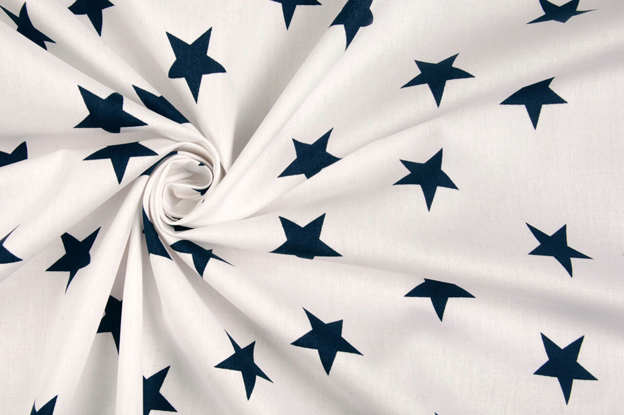 Oeko-Tex® Popelina Estrellas Blanco Azul Marino Oeko-Tex® Popelina Estrellas Blanco Azul Marino