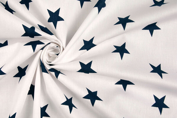 Oeko-Tex®  Popeline Stars Weiß Marine