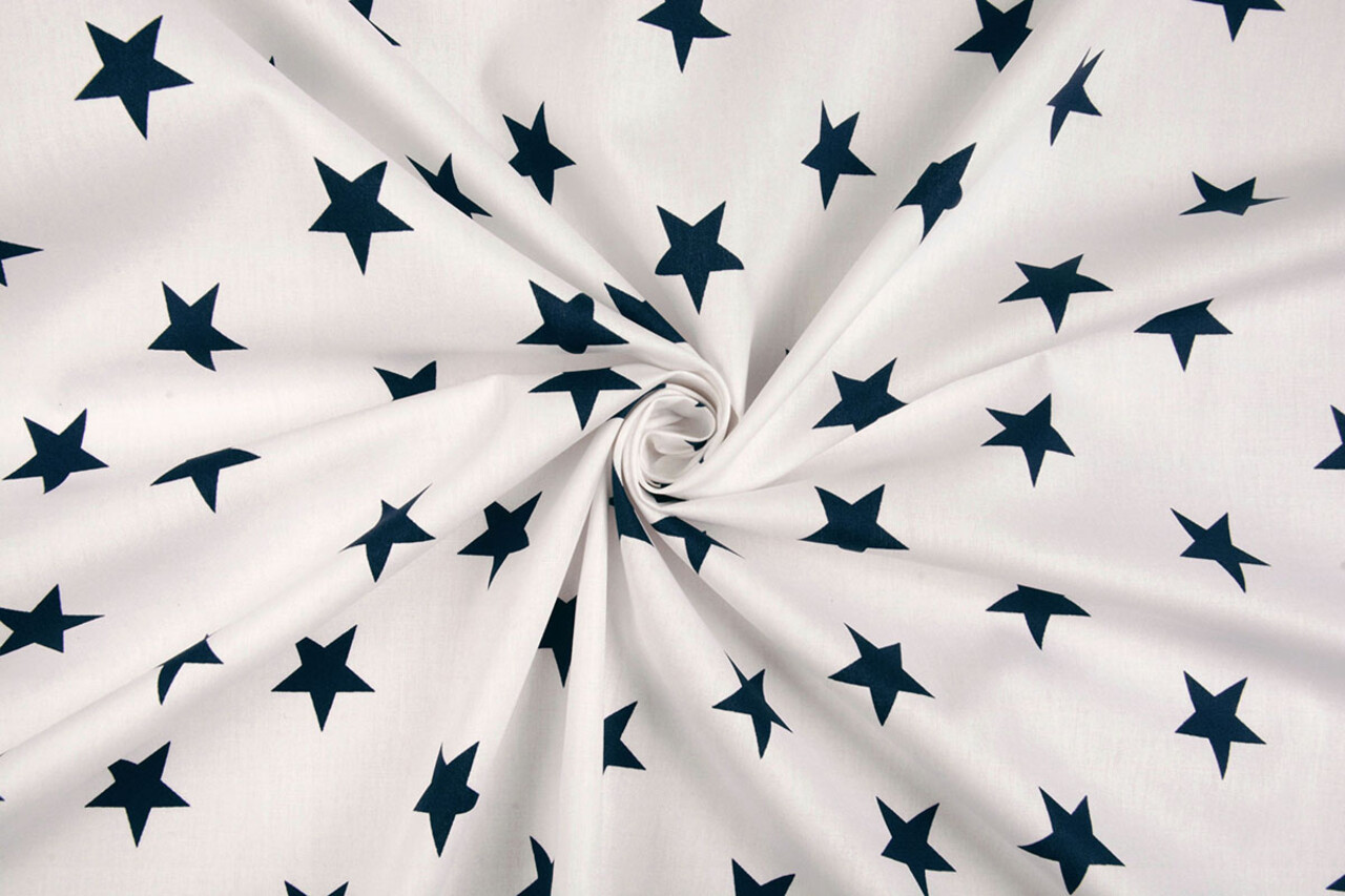 Oeko-Tex®  Popeline Stars Weiß Marine