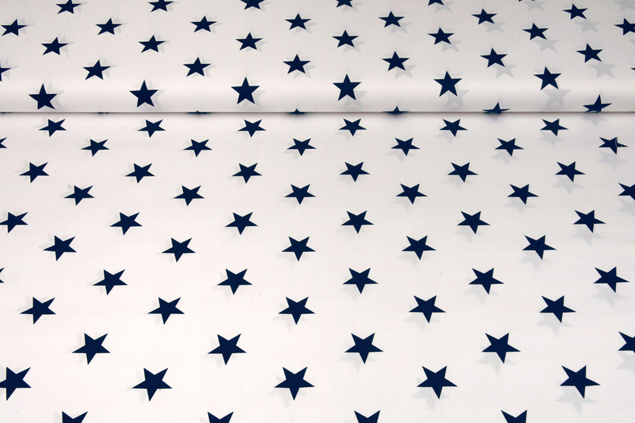 Oeko-Tex® Popelina Estrellas Blanco Azul Marino Oeko-Tex® Popelina Estrellas Blanco Azul Marino