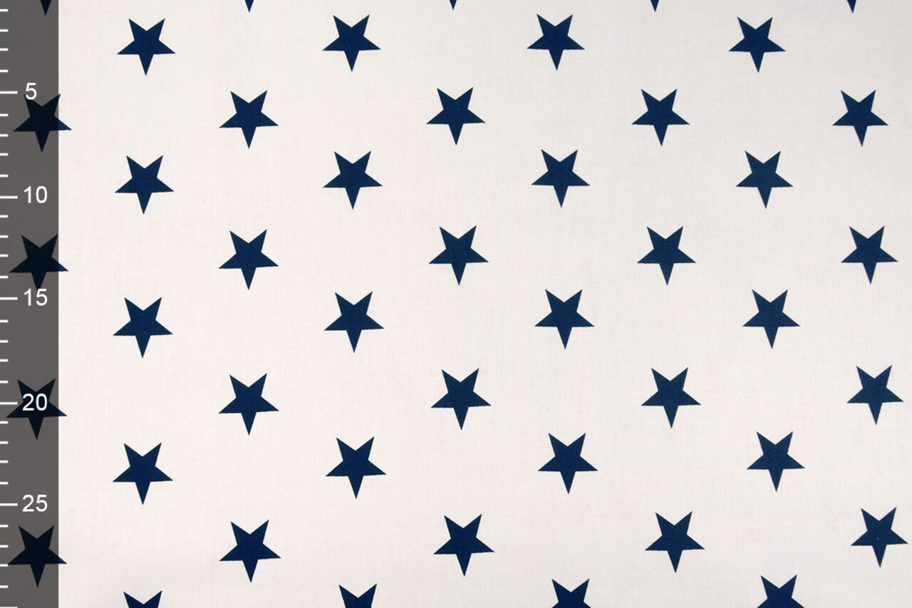 Oeko-Tex®  Poplin Stars Wit Marine Oeko-Tex®  Poplin Stars Wit Marine