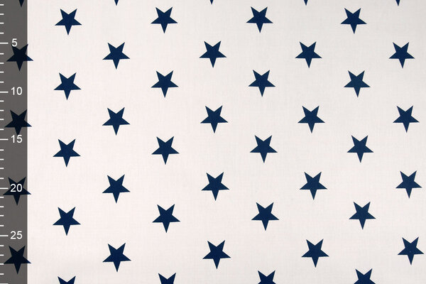 Oeko-Tex® Popeline Étoiles Blanc Marine Oeko-Tex® Popeline Étoiles Blanc Marine