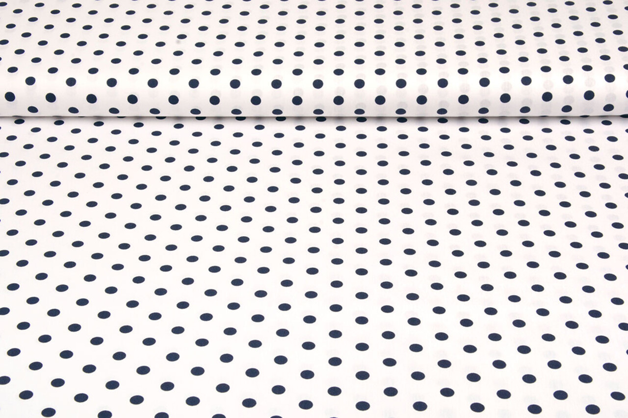 Oeko-Tex®  Popeline Dots Weiß Marine