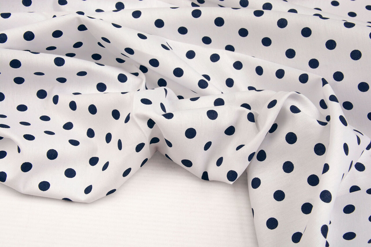 Oeko-Tex®  Poplin Dots White Navy