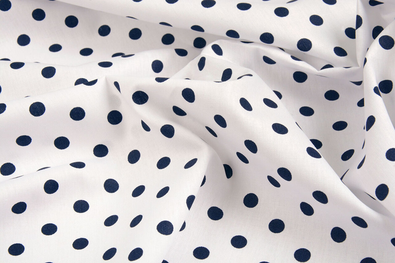 Oeko-Tex®  Poplin Dots Wit Marine