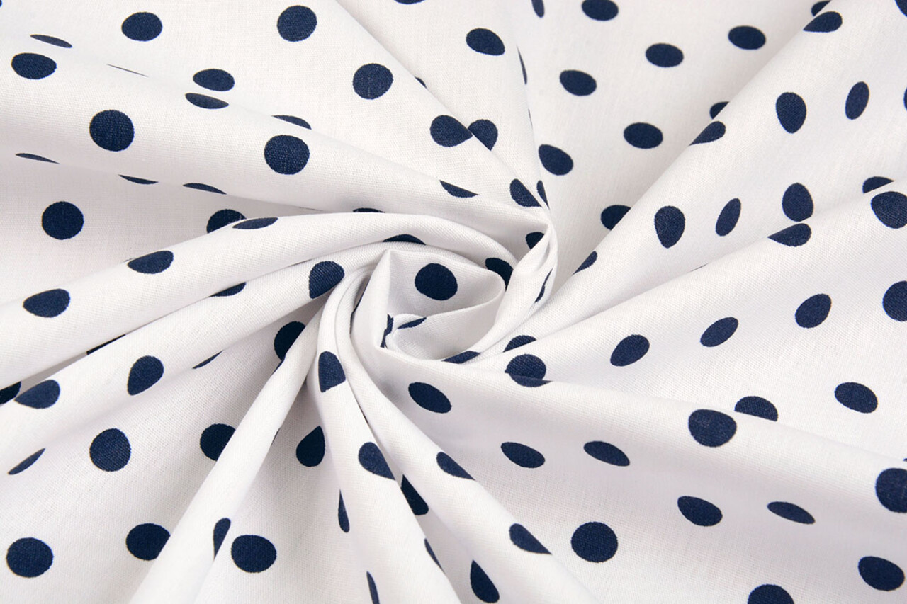 Oeko-Tex®  Poplin Dots White Navy