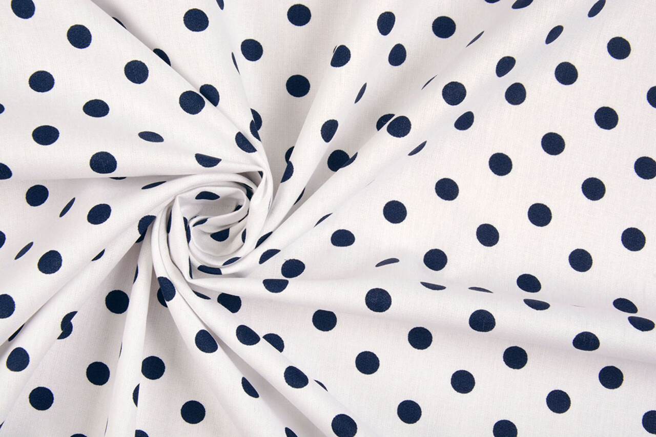 Oeko-Tex®  Poplin Dots Wit Marine