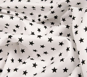 Oeko-Tex®  Poplin Petit Stars Wit Zwart