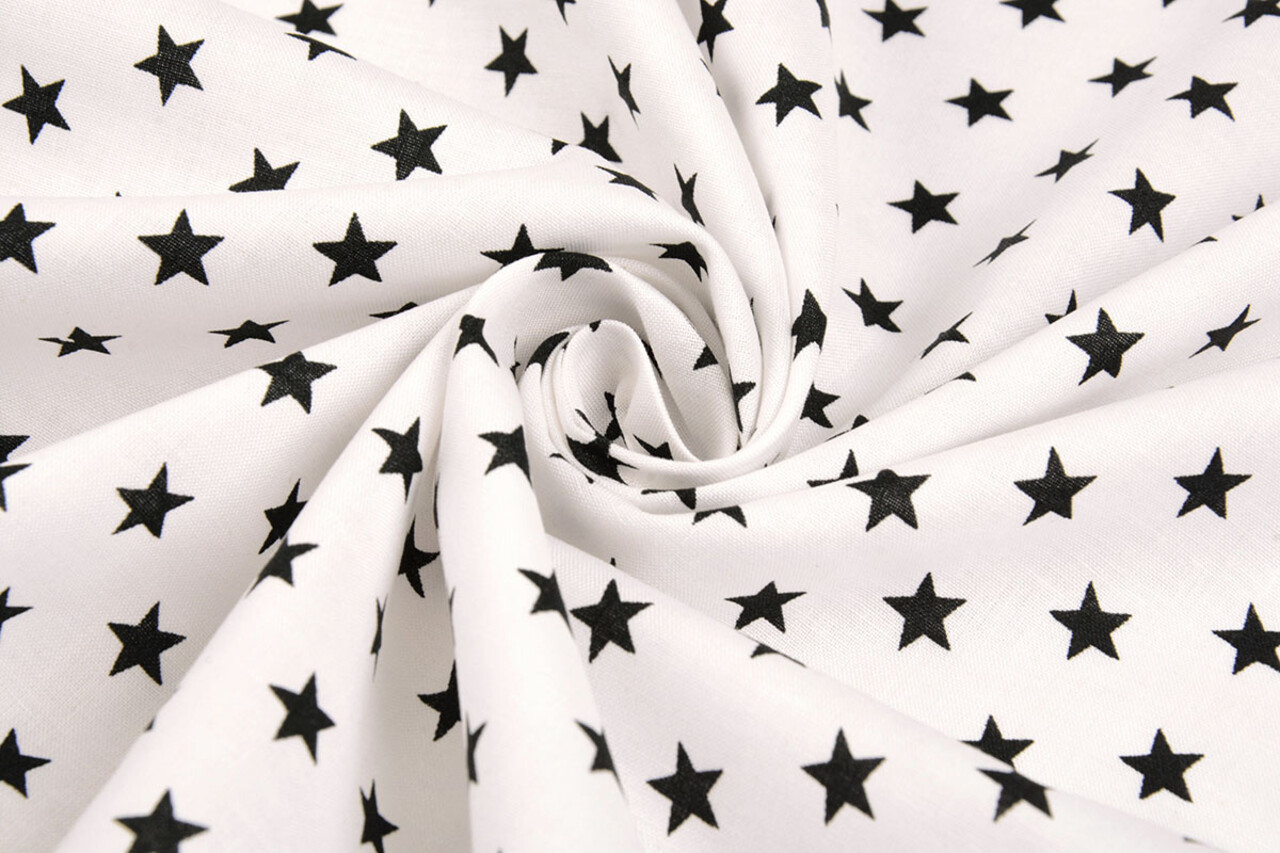 Oeko-Tex®  Poplin Petit Stars White Black Oeko-Tex®  Poplin Petit Stars White Black