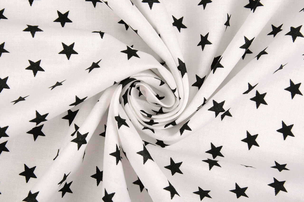Oeko-Tex® Popeline Petit Étoiles Blanc Noir Oeko-Tex® Popeline Petit Étoiles Blanc Noir