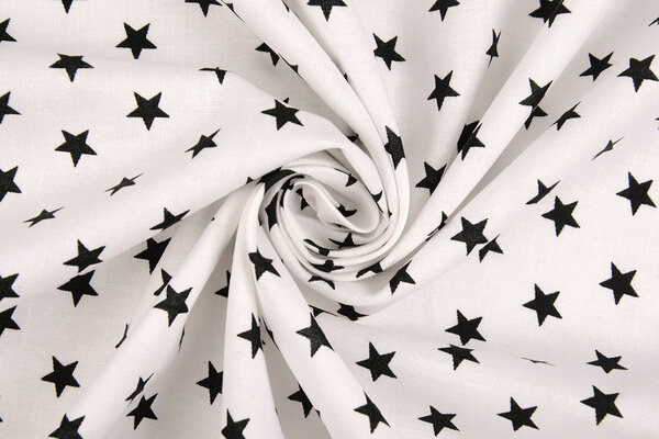 Oeko-Tex®  Popeline Petit Stars Weiß Schwarz Oeko-Tex®  Popeline Petit Stars Weiß Schwarz