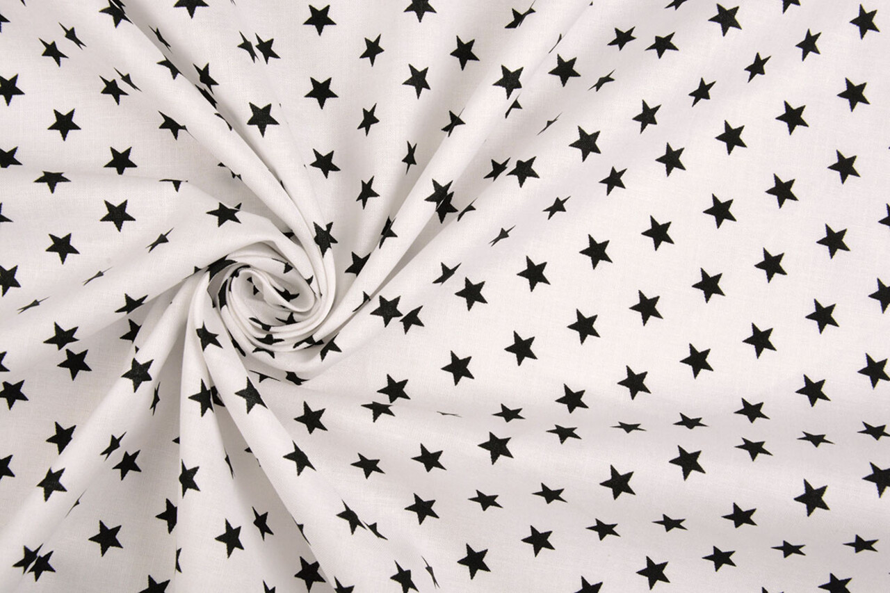 Oeko-Tex® Popeline Petit Stelle Bianco Nero Oeko-Tex® Popeline Petit Stelle Bianco Nero