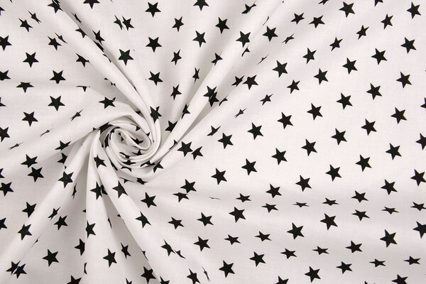 Oeko-Tex®  Popeline Petit Stars Weiß Schwarz Oeko-Tex®  Popeline Petit Stars Weiß Schwarz
