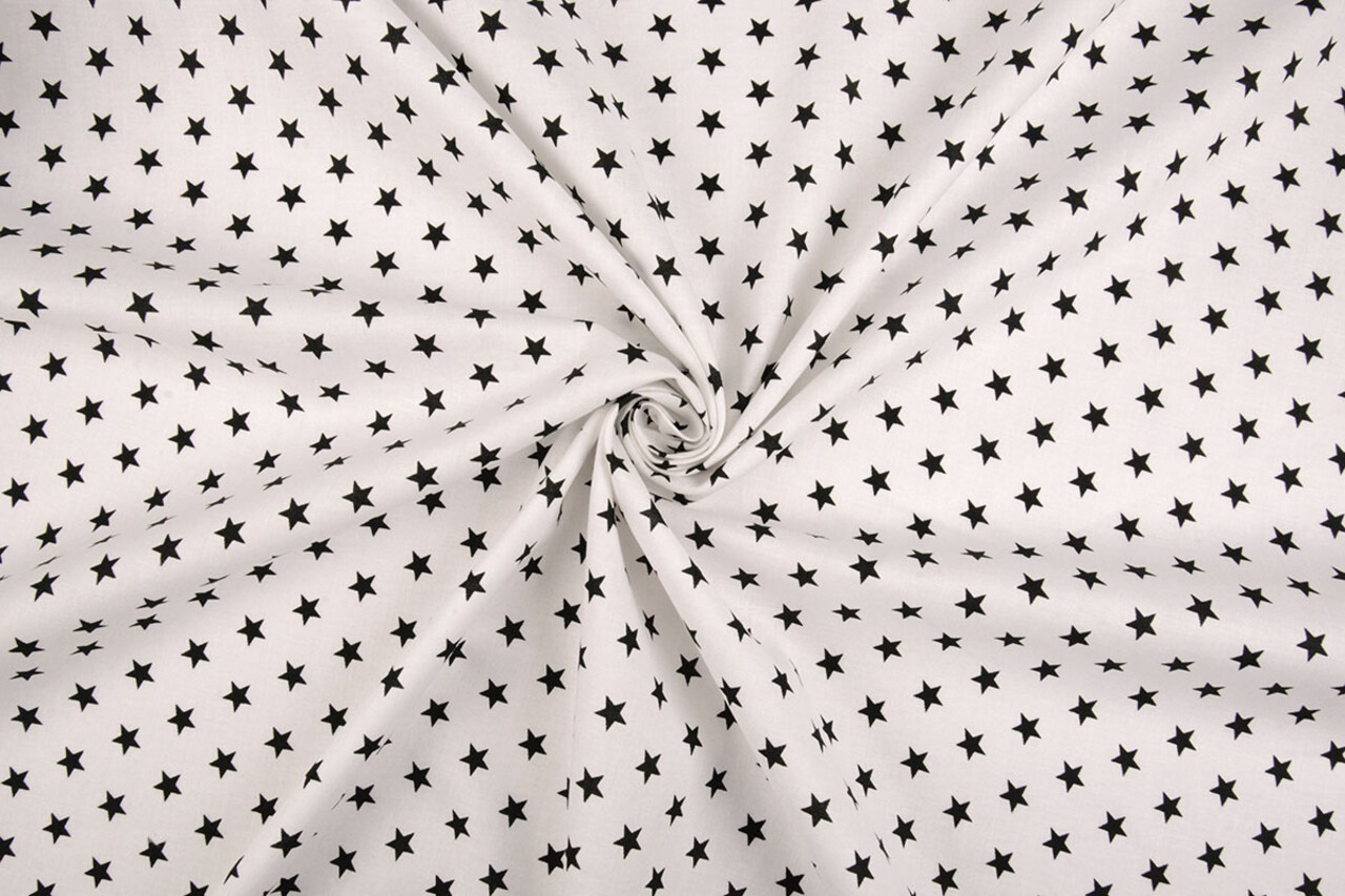 Oeko-Tex® Popeline Petit Étoiles Blanc Noir Oeko-Tex® Popeline Petit Étoiles Blanc Noir