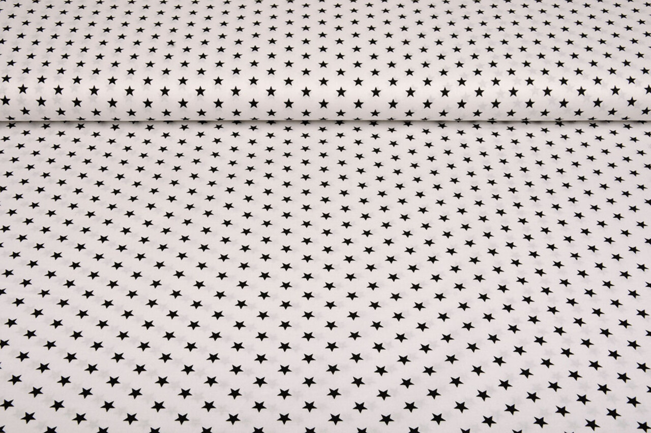 Oeko-Tex®  Poplin Petit Stars Wit Zwart Oeko-Tex®  Poplin Petit Stars Wit Zwart