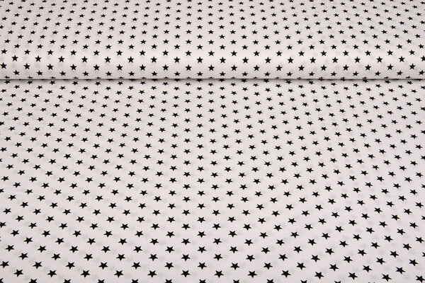 Oeko-Tex®  Popeline Petit Stars Weiß Schwarz Oeko-Tex®  Popeline Petit Stars Weiß Schwarz