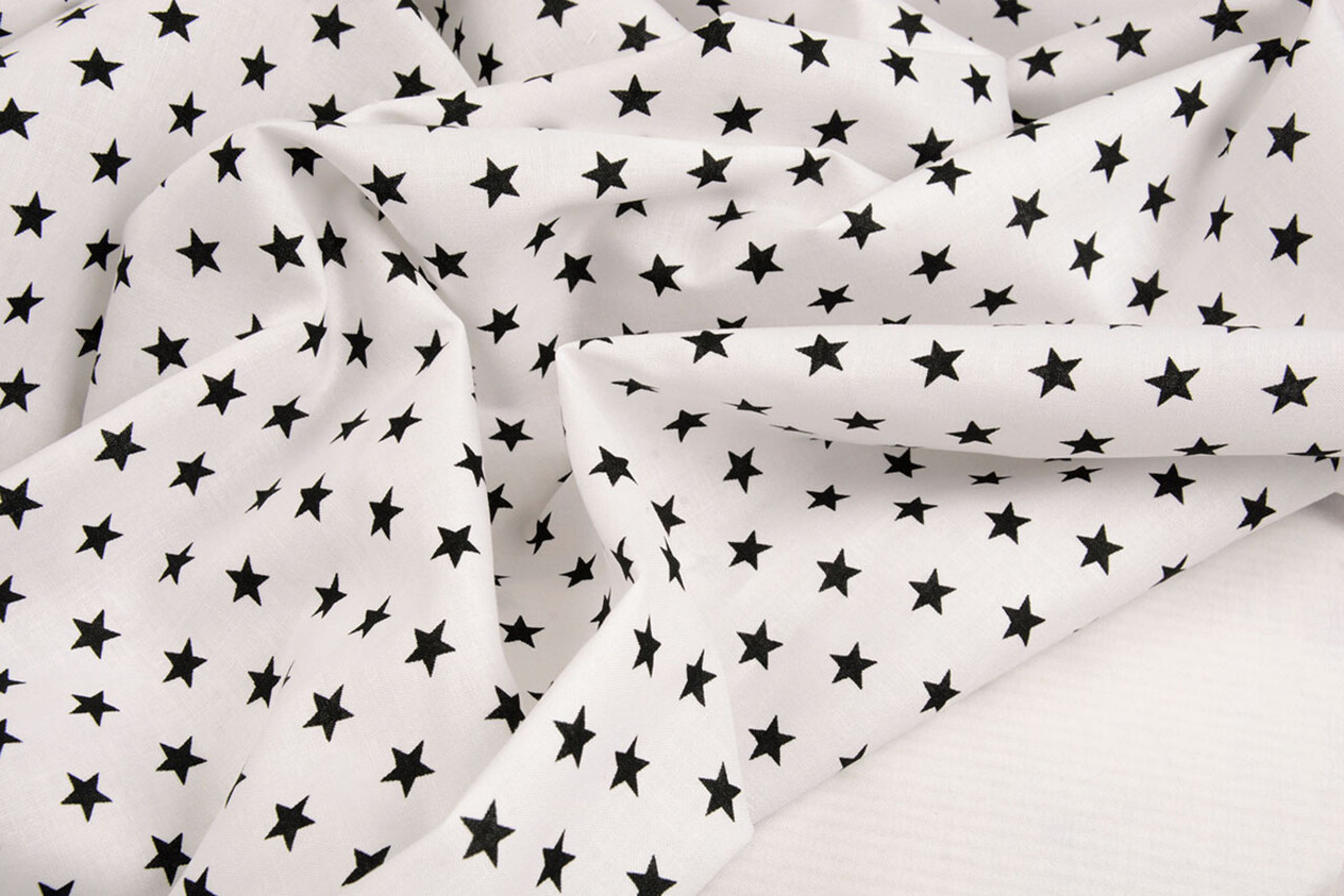 Oeko-Tex® Popeline Petit Stelle Bianco Nero Oeko-Tex® Popeline Petit Stelle Bianco Nero
