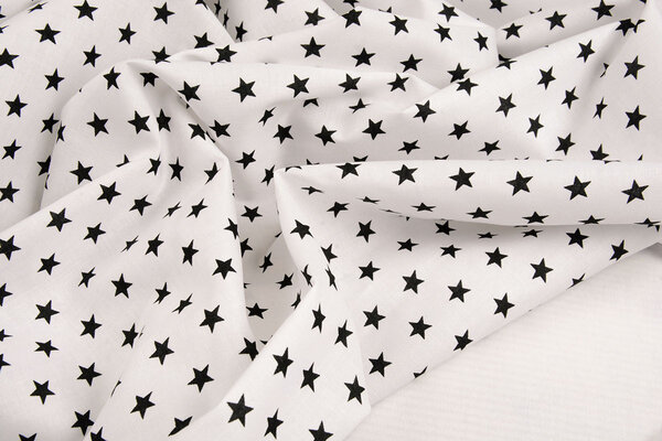 Oeko-Tex® Popeline Petit Stelle Bianco Nero Oeko-Tex® Popeline Petit Stelle Bianco Nero