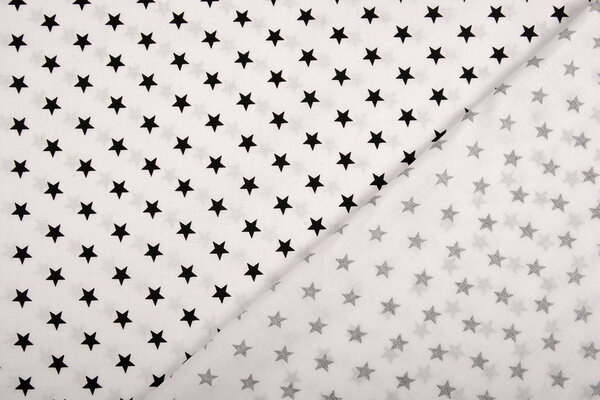 Oeko-Tex® Popeline Petit Étoiles Blanc Noir Oeko-Tex® Popeline Petit Étoiles Blanc Noir