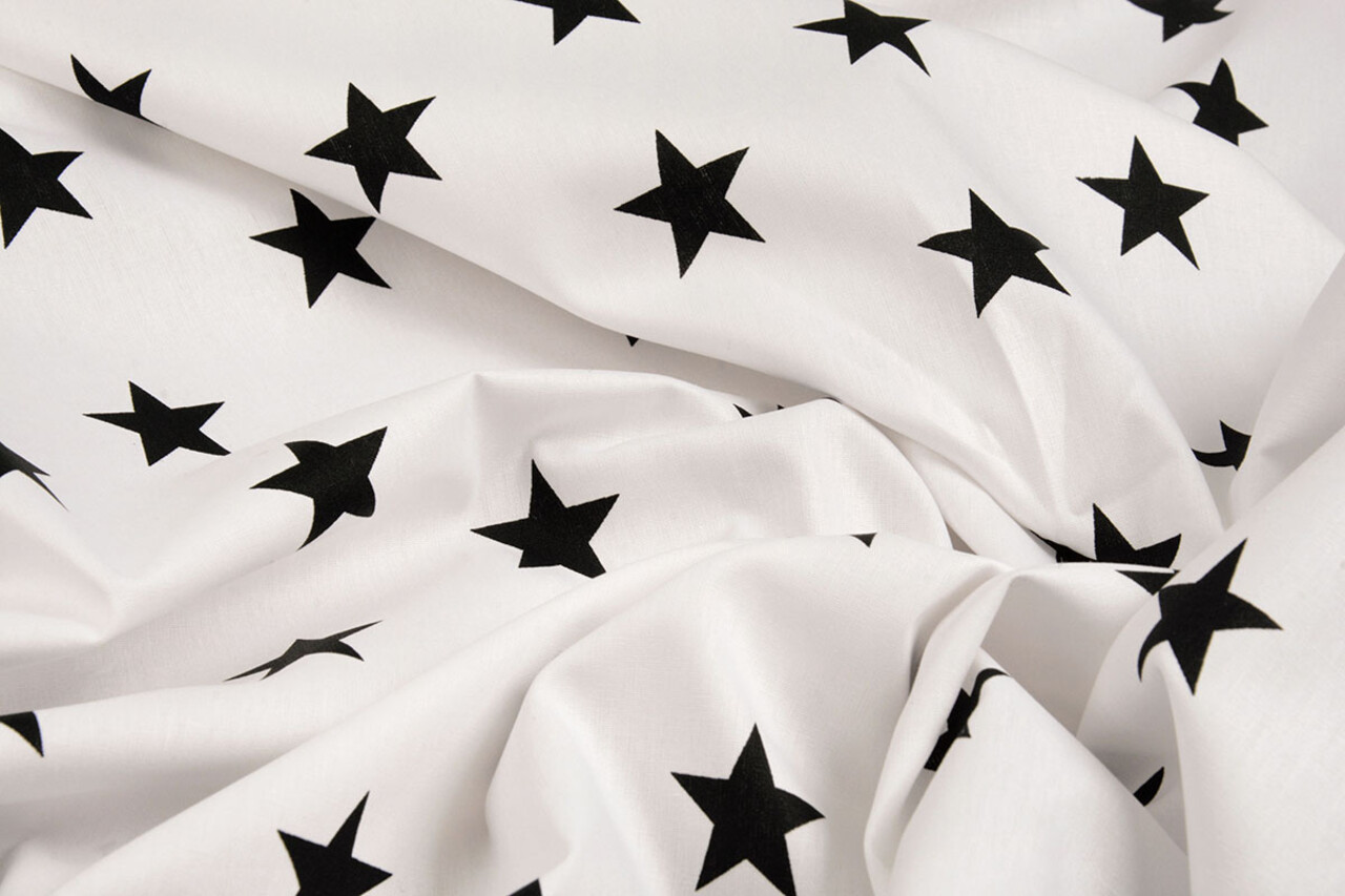 Oeko-Tex®  Popeline Stars Weiß Schwarz