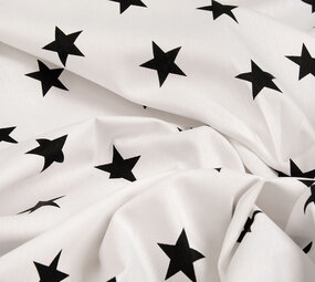 Oeko-Tex®  Poplin Stars Wit Zwart Oeko-Tex®  Poplin Stars Wit Zwart