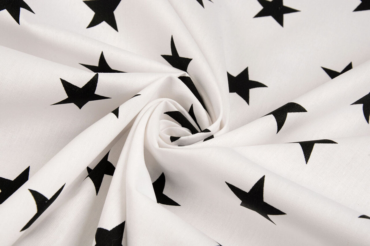 Oeko-Tex®  Poplin Stars Wit Zwart