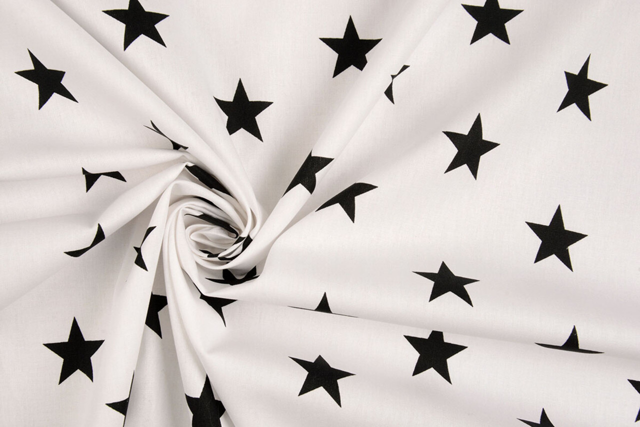 Oeko-Tex® Popeline Étoiles Blanc Noir Oeko-Tex® Popeline Étoiles Blanc Noir