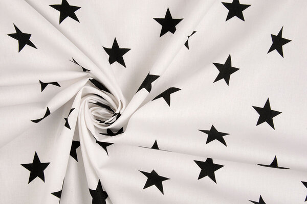 Oeko-Tex®  Poplin Stars Wit Zwart