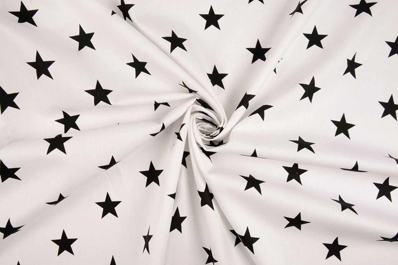 Oeko-Tex®  Popeline Stelle Bianco Nero