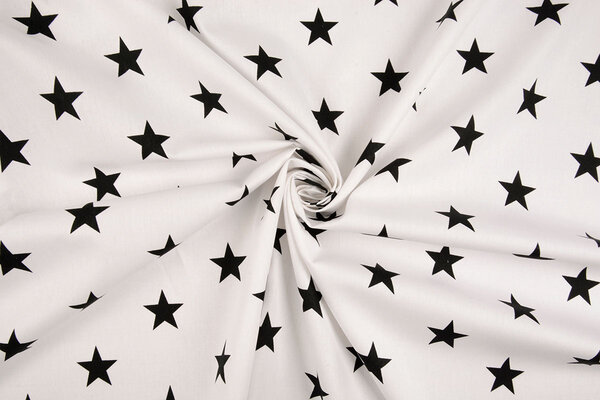 Oeko-Tex®  Poplin Stars Wit Zwart