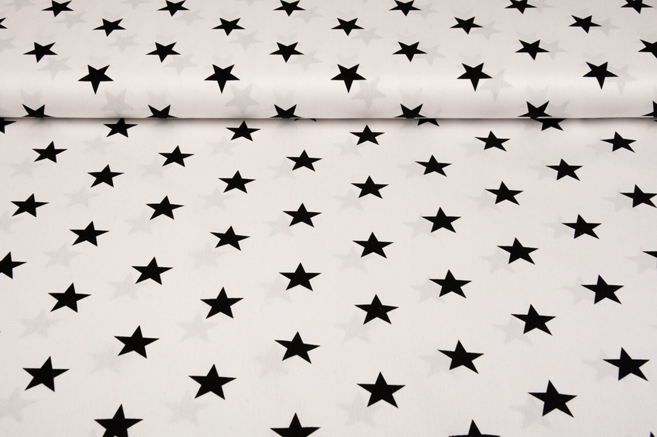 Oeko-Tex®  Poplin Stars Wit Zwart