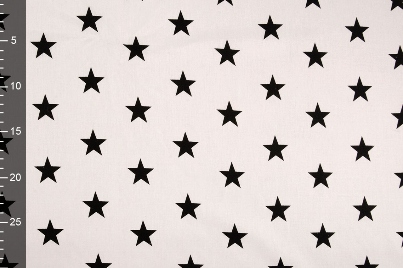 Oeko-Tex®  Poplin Stars Wit Zwart