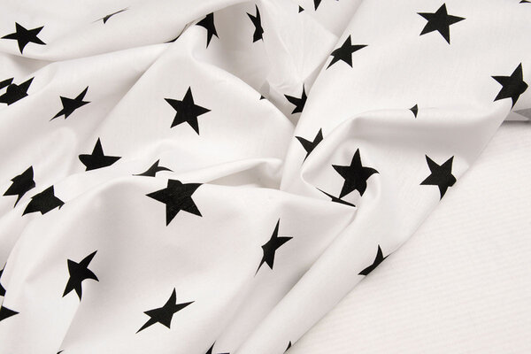 Oeko-Tex®  Poplin Stars White Black Oeko-Tex®  Poplin Stars White Black