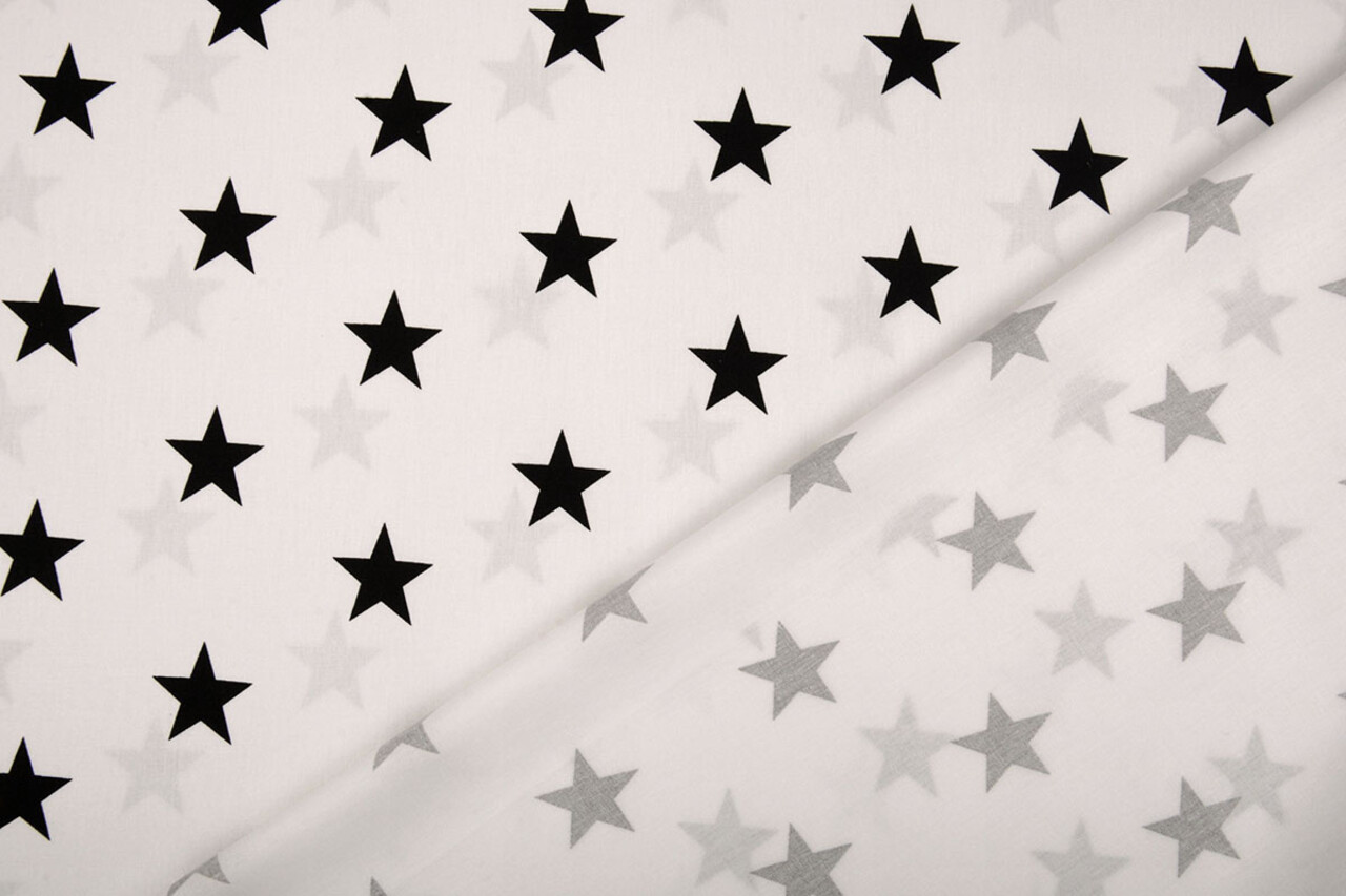 Oeko-Tex®  Popeline Stars Weiß Schwarz Oeko-Tex®  Popeline Stars Weiß Schwarz