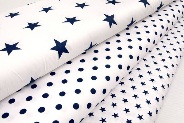 Oeko-Tex® Popelina Estrellas Blanco Azul Marino Oeko-Tex® Popelina Estrellas Blanco Azul Marino